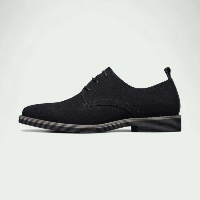 Strazoro | Men's Suede Derby Shoes - Lace-Up Formal Design with Flat Sole