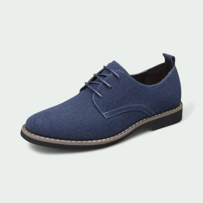 Strazoro | Men's Suede Derby Shoes - Lace-Up Formal Design with Flat Sole