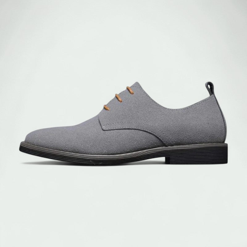 Strazoro | Men's Suede Derby Shoes - Lace-Up Formal Design with Flat Sole