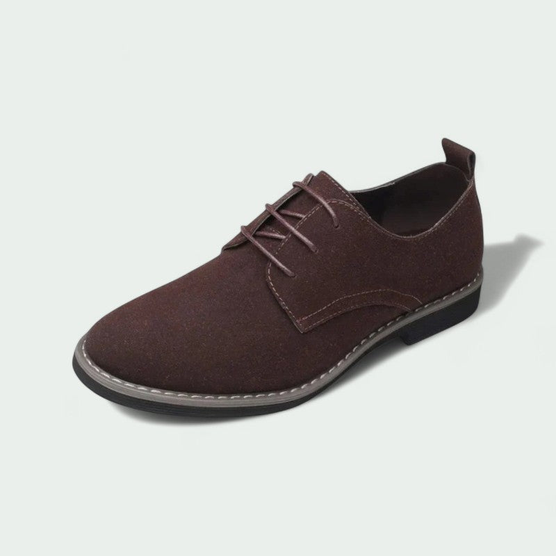 Strazoro | Men's Suede Derby Shoes - Lace-Up Formal Design with Flat Sole